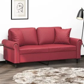 Sofá de 2 plazas con cojines cuero sintético rojo tinto 140 cm de , Sofás - Ref: Foro24-3200933, Precio: 238,68 €, Descuento: %