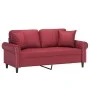Sofá de 2 plazas con cojines cuero sintético rojo tinto 140 cm de , Sofás - Ref: Foro24-3200933, Precio: 238,68 €, Descuento: %