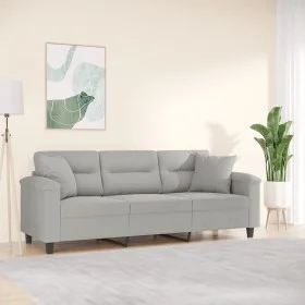 Sofá de 3 plazas con cojines tela microfibra gris claro 180 cm de , Sofás - Ref: Foro24-3200978, Precio: 347,29 €, Descuento: %
