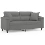 Sofá de 2 plazas con cojines tela microfibra gris oscuro 140 cm de , Sofás - Ref: Foro24-3200973, Precio: 260,74 €, Descuento: %