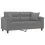 Sofá de 2 plazas con cojines tela microfibra gris oscuro 140 cm de , Sofás - Ref: Foro24-3200973, Precio: 260,74 €, Descuento: %