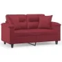 2-seater sofa with red tint synthetic leather cushions, 120 cm. by , Sofas - Ref: Foro24-3200986, Price: 249,07 €, Discount: %
