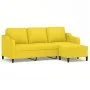 Sofá de 3 plazas con taburete de tela amarillo claro 180 cm de , Sofás - Ref: Foro24-3201140, Precio: 265,98 €, Descuento: %