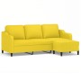 Sofá de 3 plazas con taburete de tela amarillo claro 180 cm de , Sofás - Ref: Foro24-3201140, Precio: 272,31 €, Descuento: %