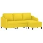 Sofá de 3 plazas con taburete de tela amarillo claro 180 cm de , Sofás - Ref: Foro24-3201140, Precio: 265,98 €, Descuento: %