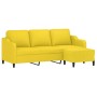 Sofá de 3 plazas con taburete de tela amarillo claro 180 cm de , Sofás - Ref: Foro24-3201140, Precio: 272,31 €, Descuento: %