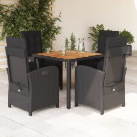 Set de muebles jardín 5 pzas con cojines ratán sintético negro en Conjuntos de jardín | Comprar online en Foru.es