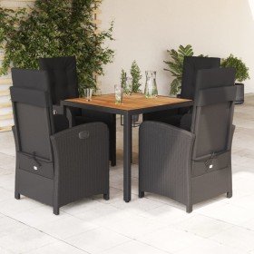 Set de muebles jardín 5 pzas con cojines ratán sintético negro en Conjuntos de jardín | Comprar online en Foru.es