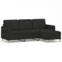 Sofá de 3 plazas con taburete de tela negro 180 cm de , Sofás - Ref: Foro24-3201196, Precio: 399,98 €, Descuento: %