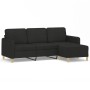 Sofá de 3 plazas con taburete de tela negro 180 cm de , Sofás - Ref: Foro24-3201196, Precio: 408,34 €, Descuento: %