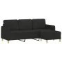 Sofá de 3 plazas con taburete de tela negro 180 cm de , Sofás - Ref: Foro24-3201196, Precio: 399,98 €, Descuento: %