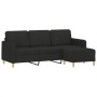 Sofá de 3 plazas con taburete de tela negro 180 cm de , Sofás - Ref: Foro24-3201196, Precio: 408,34 €, Descuento: %