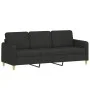 Sofá de 3 plazas con taburete de tela negro 180 cm de , Sofás - Ref: Foro24-3201196, Precio: 399,98 €, Descuento: %