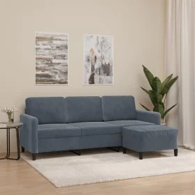 3-seater sofa with dark gray velvet ottoman 180 cm by , Sofas - Ref: Foro24-3201175, Price: 306,74 €, Discount: %