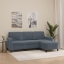 Sofá de 3 plazas con taburete de terciopelo gris oscuro 180 cm de , Sofás - Ref: Foro24-3201175, Precio: 308,93 €, Descuento: %