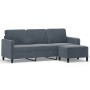 Sofá de 3 plazas con taburete de terciopelo gris oscuro 180 cm de , Sofás - Ref: Foro24-3201175, Precio: 308,93 €, Descuento: %
