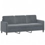 Sofá de 3 plazas con taburete de terciopelo gris oscuro 180 cm de , Sofás - Ref: Foro24-3201175, Precio: 308,93 €, Descuento: %