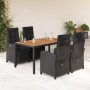 Set de muebles jardín 5 pzas con cojines ratán sintético negro en Conjuntos de jardín | Comprar online en Foru.es