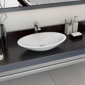 Lavabo 59,3x35,1x10,7 cm resina mineral/mármol blanco de vidaXL, Lavabos - Ref: Foro24-144069, Precio: 109,55 €, Descuento: %