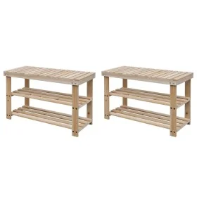 Zapatero 2 en 1 con banco 2 uds madera maciza de vidaXL, Zapateros y organizadores de calzado - Ref: Foro24-276040, Precio: 7...