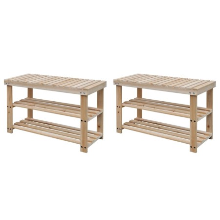 Zapatero 2 en 1 con banco 2 uds madera maciza de vidaXL, Zapateros y organizadores de calzado - Ref: Foro24-276040, Precio: 8...