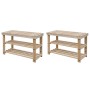 Zapatero 2 en 1 con banco 2 uds madera maciza de vidaXL, Zapateros y organizadores de calzado - Ref: Foro24-276040, Precio: 8...