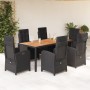 Set de comedor de jardín 7 pzas y cojines ratán sintético negro en Conjuntos de jardín | Comprar online en Foru.es