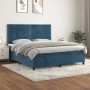 Cama box spring con colchón terciopelo azul oscuro 160x200 cm de , Camas y somieres - Ref: Foro24-3142975, Precio: 548,31 €, ...