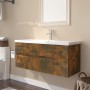 Mueble de baño con lavabo madera contrachapada roble ahumado de , Tocadores de baño - Ref: Foro24-3152885, Precio: 306,69 €, ...