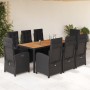 Set de comedor de jardín 9 pzas y cojines ratán sintético negro en Conjuntos de jardín | Comprar online en Foru.es