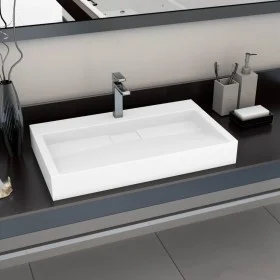 Lavabo 80x46x11 cm resina mineral/mármol blanco de vidaXL, Lavabos - Ref: Foro24-144065, Precio: 247,59 €, Descuento: %