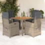 Set comedor de jardín 5 piezas con cojines ratán sintético gris en Conjuntos de jardín | Comprar online en Foru.es