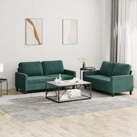 Juego de sofás con cojines 2 piezas terciopelo verde oscuro de , Sofás - Ref: Foro24-3201498, Precio: 463,53 €, Descuento: %