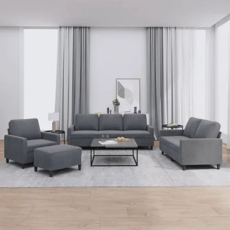 Set of sofas with 4 dark gray velvet cushions by , Sofas - Ref: Foro24-3201487, Price: 672,97 €, Discount: %