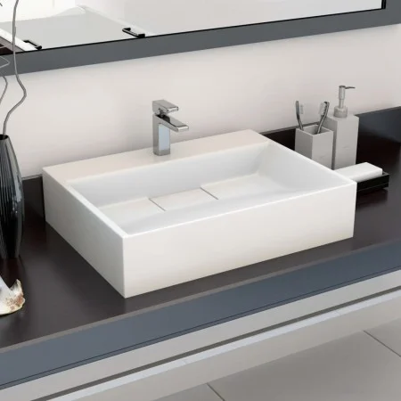 Lavabo 50x38x13 cm resina mineral/mármol blanco de vidaXL, Lavabos - Ref: Foro24-144063, Precio: 125,61 €, Descuento: %