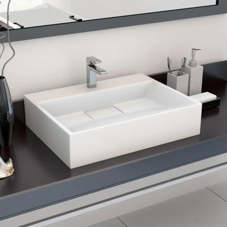 Lavabo 50x38x13 cm resina mineral/mármol blanco de vidaXL, Lavabos - Ref: Foro24-144063, Precio: 128,07 €, Descuento: %