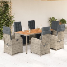 Set comedor jardín 7 pzas y cojines ratán sintético gris en Conjuntos de jardín | Comprar online en Foru.es