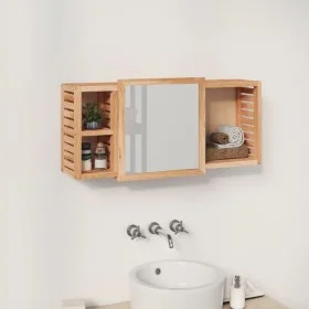 Armario con espejo madera maciza nogal 80x17x34 cm de , Tocadores de baño - Ref: Foro24-350368, Precio: 58,14 €, Descuento: %