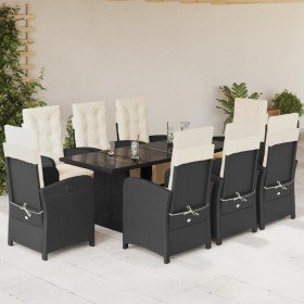 Set de comedor de jardín 9 pzas y cojines ratán sintético negro en Conjuntos de jardín | Comprar online en Foru.es