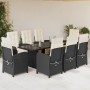 Set de comedor de jardín 9 pzas y cojines ratán sintético negro en Conjuntos de jardín | Comprar online en Foru.es