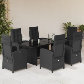 Set de comedor de jardín 7 pzas y cojines ratán sintético negro en Conjuntos de jardín | Comprar online en Foru.es