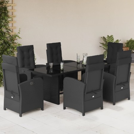 Set de comedor de jardín 7 pzas y cojines ratán sintético negro en Conjuntos de jardín | Comprar online en Foru.es