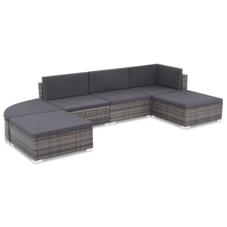 Set de sofás de jardín 6 piezas y cojines ratán sintético gris de , Conjuntos de jardín - Ref: Foro24-44432, Precio: 509,08 €...