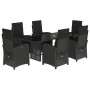 Set de comedor de jardín 7 pzas y cojines ratán sintético negro en Conjuntos de jardín | Comprar online en Foru.es