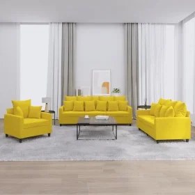 Juego de sofás con cojines 3 piezas terciopelo amarillo de , Sofás - Ref: Foro24-3201686, Precio: 566,79 €, Descuento: %