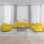 Yellow velvet 3-piece sofa set with cushions by , Sofas - Ref: Foro24-3201686, Price: 566,79 €, Discount: %