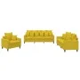 Yellow velvet 3-piece sofa set with cushions by , Sofas - Ref: Foro24-3201686, Price: 566,79 €, Discount: %