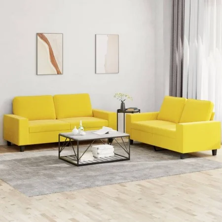 Juego de sofás 2 piezas tela amarillo claro de , Sofás - Ref: Foro24-3201887, Precio: 446,91 €, Descuento: %