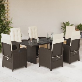 Set comedor de jardín 7 pzas con cojines ratán sintético marrón en Conjuntos de jardín | Comprar online en Foru.es
