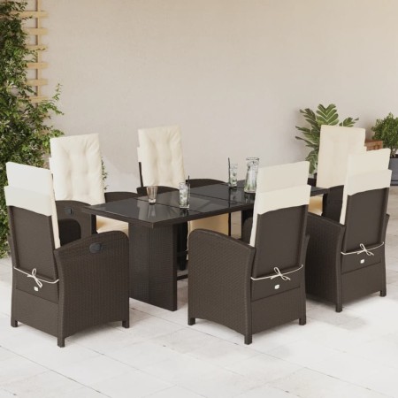 Set comedor de jardín 7 pzas con cojines ratán sintético marrón en Conjuntos de jardín | Comprar online en Foru.es